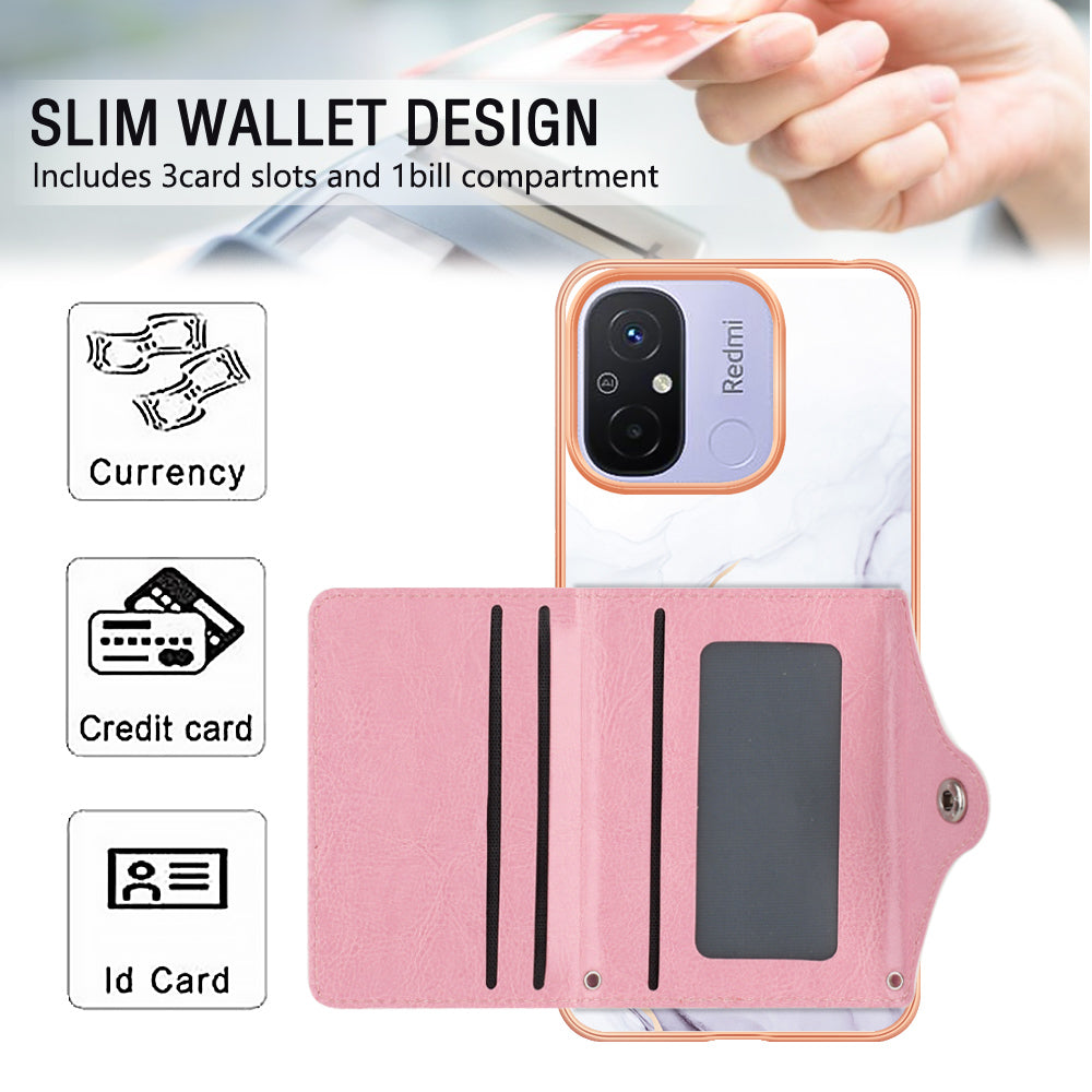 YB Leather Coating Series-9 for Xiaomi Redmi 12C 4G / 11A 4G Case IMD Pattern Kickstand Back Cover YB Leather Coating Series-9 for Xiaomi Redmi 12C 4G / 11A 4G Case IMD Pattern Kickstand Back Cover